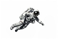 Astronaut floating in the space in embroidery style sports helmet adult.