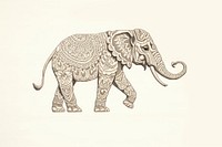 Elephant in embroidery style wildlife drawing animal.