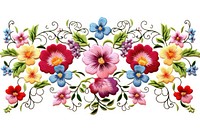 Flower frame in embroidery style needlework pattern plant.