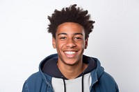 Portrait teenager of a handsome black man smiling portrait smile photo.