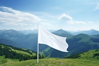 White blank flag curve mountain tranquility patriotism.