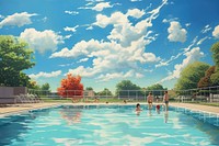 Young men swimming pool outdoors summer sports. AI generated Image by rawpixel.