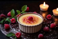 Raspberry dessert custard candle.