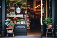 Small business door restaurant plant. AI generated Image by rawpixel.