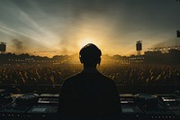 Electronic music festival backlighting silhouette adult.