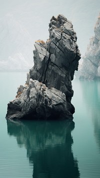  Rock formation nature lagoon rock outdoors cliff. AI generated Image by rawpixel.