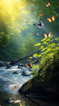  Nature nature stream butterfly. AI generated Image by rawpixel.