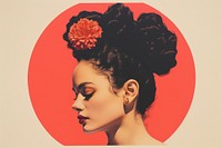  Art painting an illustration of retro women with head flower portrait adult contemplation. AI generated Image by rawpixel.