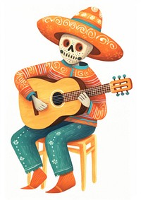A mexican skeleton guitar sombrero music.