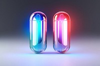 Two iridescent medicine capsules pill illuminated technology. AI generated Image by rawpixel.