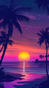 Tropical sunset beach sky.