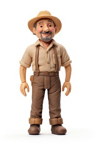 Farmer made up of clay figurine toy white background.