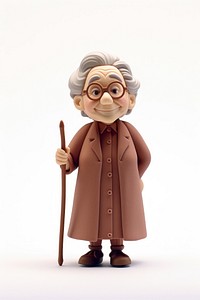 Grandma made up of clay figurine toy white background.
