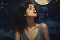 Night sky portrait painting adult.