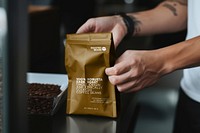 Coffee pouch bag mockup psd