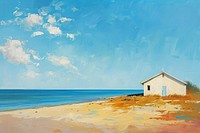 Home beside beach painting architecture landscape.