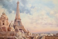 Famous landmark architecture building painting.