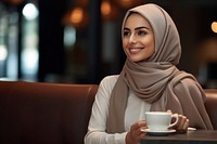 Coffee sitting hijab scarf.