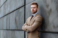 Businessman in a brown suit blazer jacket adult.