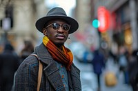 Black men portrait glasses fashion.
