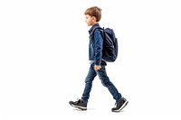 Walking backpack standing student.
