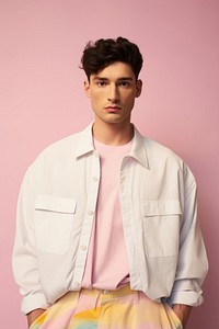 Men wear pastel fashionable portrait shirt adult.