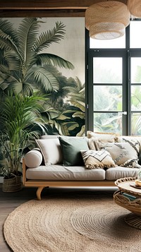 Ropical architecture furniture cushion.