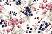  Watercolor Seamless flowers pattern wild berries Vector background texture backgrounds blueberry. AI generated Image by rawpixel.