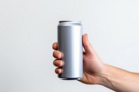 Craft beer holding tin white background.