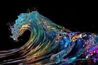 Solf pastel holographic wave abstract black background outdoors nature.