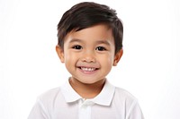 Filipino kid portrait smile white background.