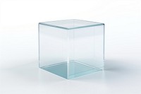 Cube icon glass transparent white background.