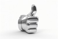 Thumbs up Chrome material silver white background accessories.