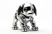 Dog robot Chrome material representation futuristic carnivora.
