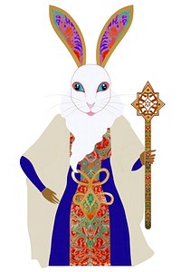 White rabbit tradition art white background.