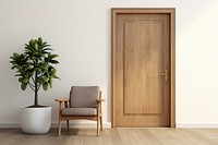 Wooden door and seat furniture chair plant.