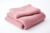 Pink knitted blanket white background simplicity material.