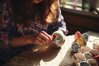 Easter egg painting art concentration.