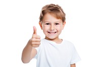 Kid portrait smiling finger.