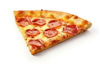 Pizza slice food white background pepperoni.