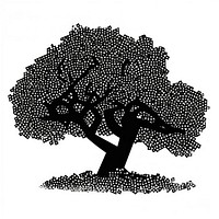 Oak tree silhouette drawing sketch.