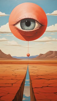  Eye in desert painting balloon nature. AI generated Image by rawpixel.
