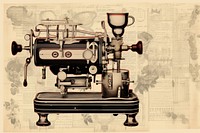Coffee machine border technology machinery pattern.