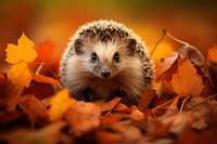 Cute hedgehog autumn animal mammal.