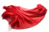 Red silk textile petal white background.