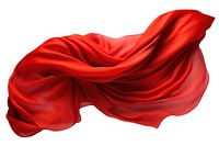 Red silk textile white background crumpled.