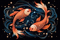 Pisces zodiac sign bright stars animal fish carp.