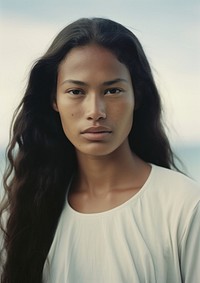 A Tonga woman with original hair style portrait adult photo.