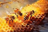 Honeybees honeycomb animal insect.