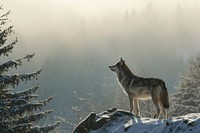 Wolf hill landscape winter animal.